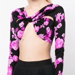 Coperni Floral Cut-Out Top with Long Sleeves